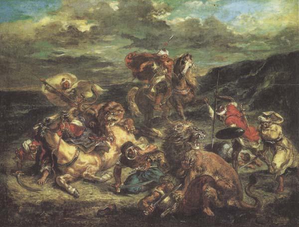 Eugene Delacroix The Lion Hunt (mk45) oil painting image
